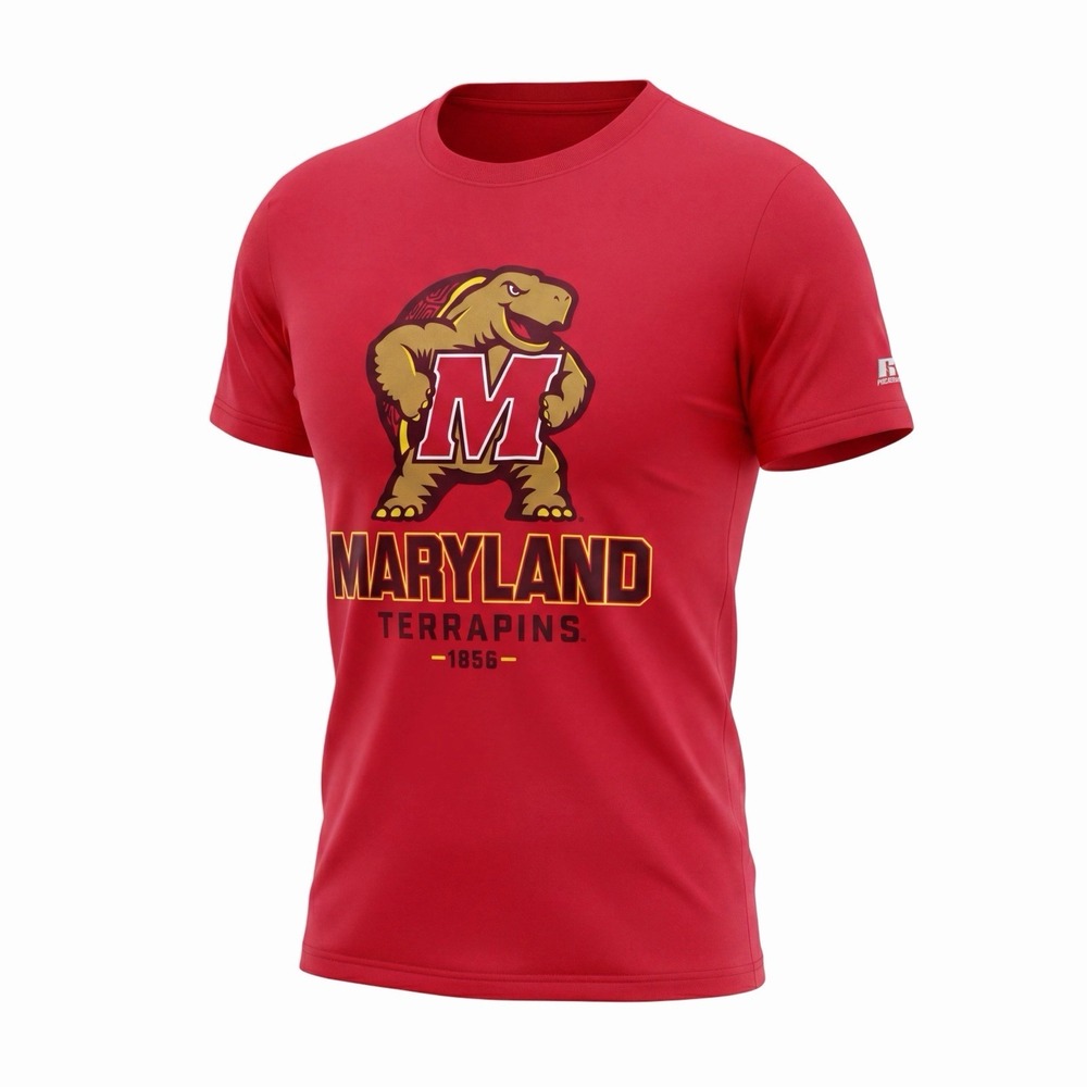 Men's-Red Maryland Terrapins Terrapin Over Logo T-Shirt M